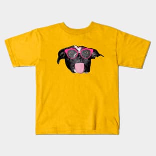 Sexy dog with pink glasses Kids T-Shirt